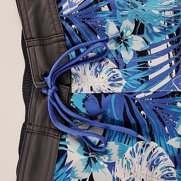 Mex Men's Swim Trunks Shorts Liner Blie White Tropical Print Size Large - Picture 4 of 12